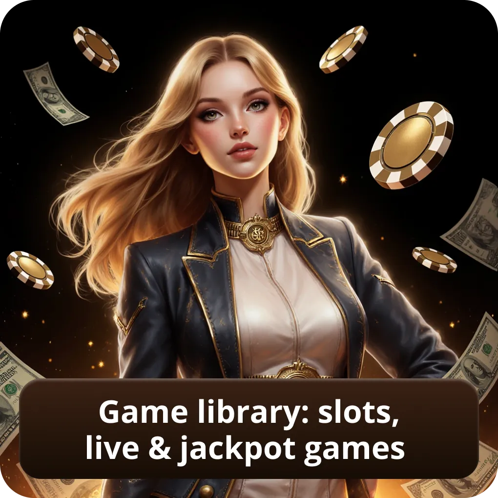 Game library: slots, live & jackpot games