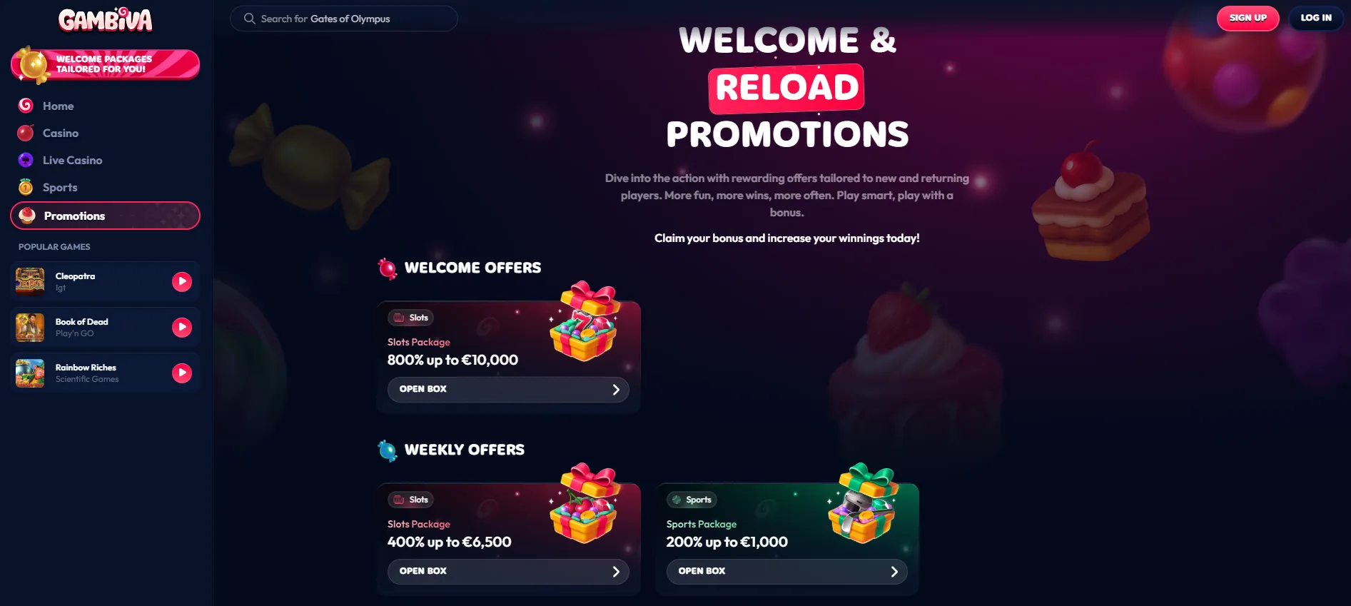 Reload offers & loyalty program